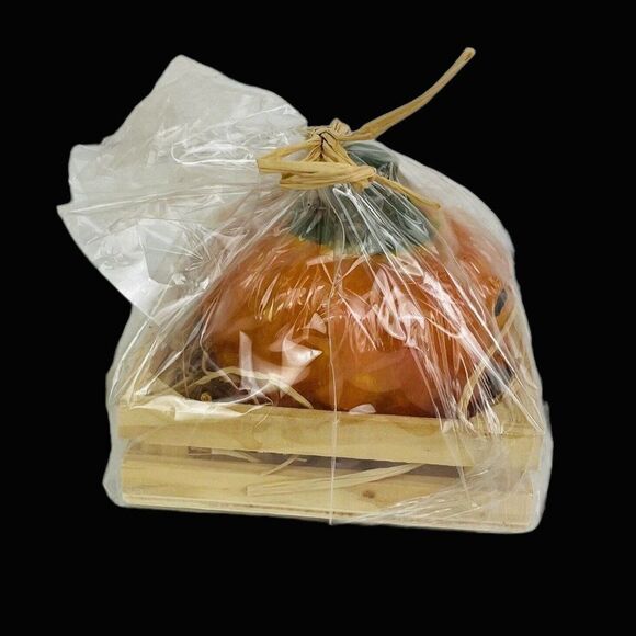 Vintage 2000 Cornerstone Creations Jack O Lantern Pumpkin Candle Crate Halloween - Picture 2 of 6